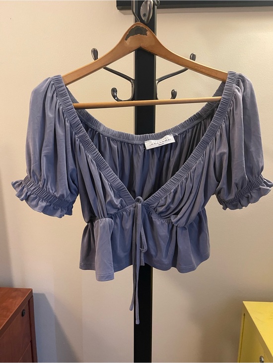 American Threads Tops - American Threads Lavender Off-Shoulder Tie-Front Blouse